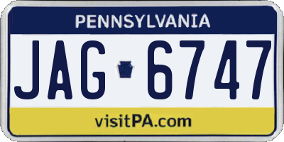 PA license plate JAG6747