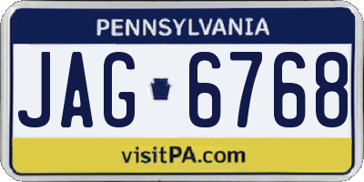 PA license plate JAG6768