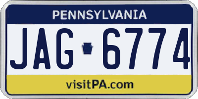 PA license plate JAG6774