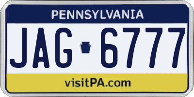 PA license plate JAG6777