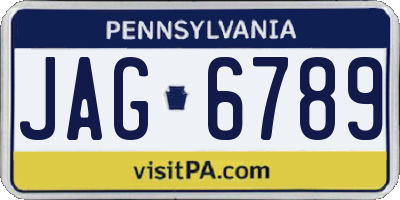 PA license plate JAG6789