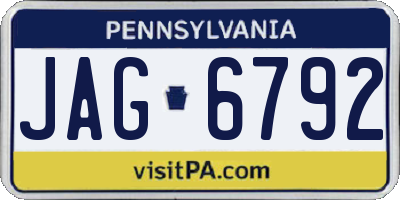 PA license plate JAG6792