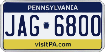 PA license plate JAG6800