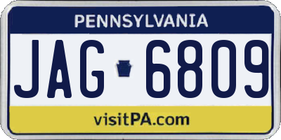 PA license plate JAG6809