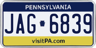 PA license plate JAG6839