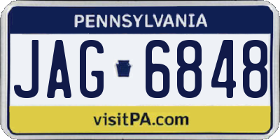 PA license plate JAG6848