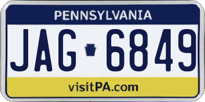 PA license plate JAG6849