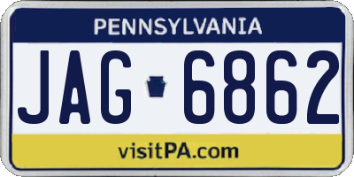 PA license plate JAG6862