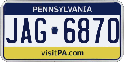 PA license plate JAG6870