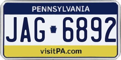 PA license plate JAG6892
