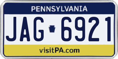 PA license plate JAG6921