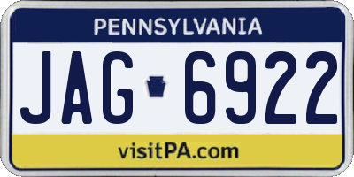 PA license plate JAG6922