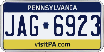 PA license plate JAG6923