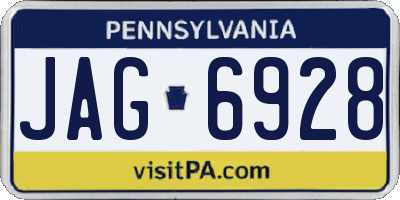 PA license plate JAG6928