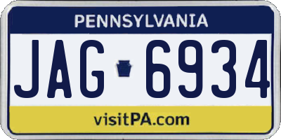 PA license plate JAG6934