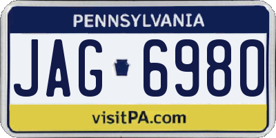 PA license plate JAG6980