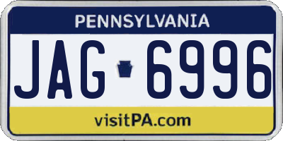 PA license plate JAG6996