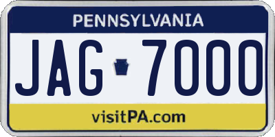 PA license plate JAG7000