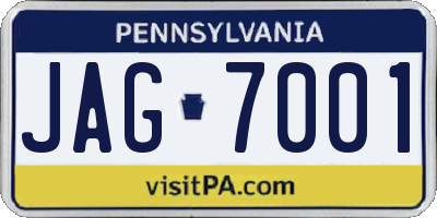 PA license plate JAG7001