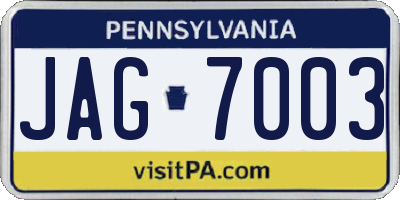 PA license plate JAG7003