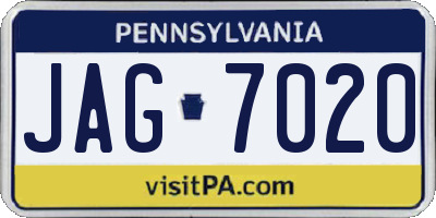 PA license plate JAG7020