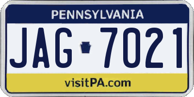 PA license plate JAG7021