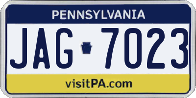 PA license plate JAG7023