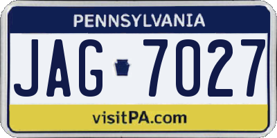 PA license plate JAG7027