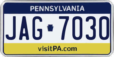 PA license plate JAG7030