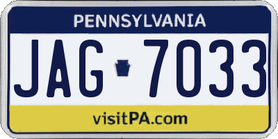 PA license plate JAG7033