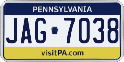 PA license plate JAG7038