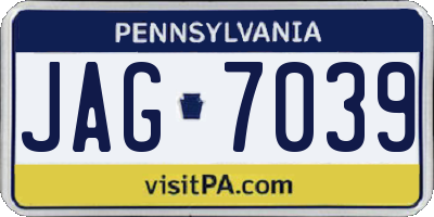 PA license plate JAG7039