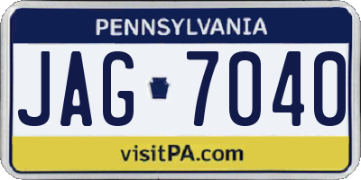 PA license plate JAG7040