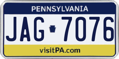 PA license plate JAG7076