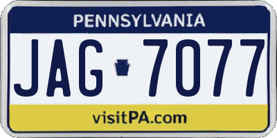 PA license plate JAG7077