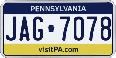 PA license plate JAG7078