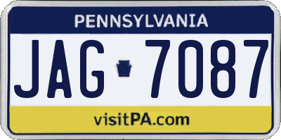 PA license plate JAG7087