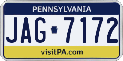 PA license plate JAG7172