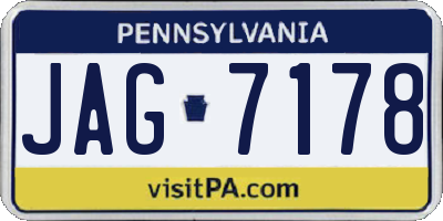 PA license plate JAG7178