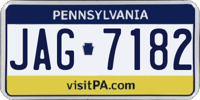 PA license plate JAG7182