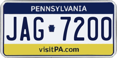 PA license plate JAG7200