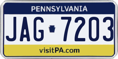 PA license plate JAG7203