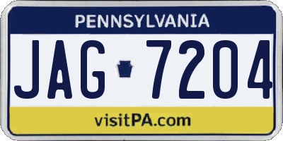 PA license plate JAG7204