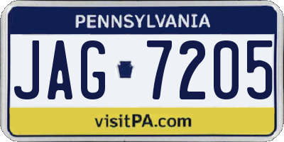 PA license plate JAG7205