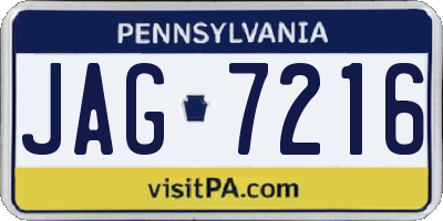 PA license plate JAG7216