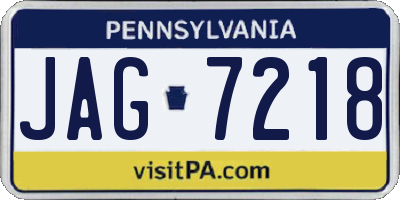 PA license plate JAG7218