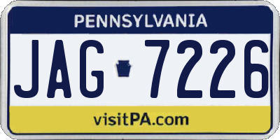 PA license plate JAG7226