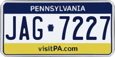 PA license plate JAG7227