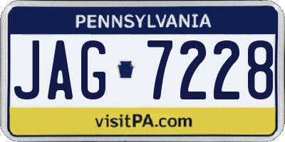 PA license plate JAG7228