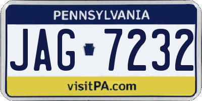 PA license plate JAG7232